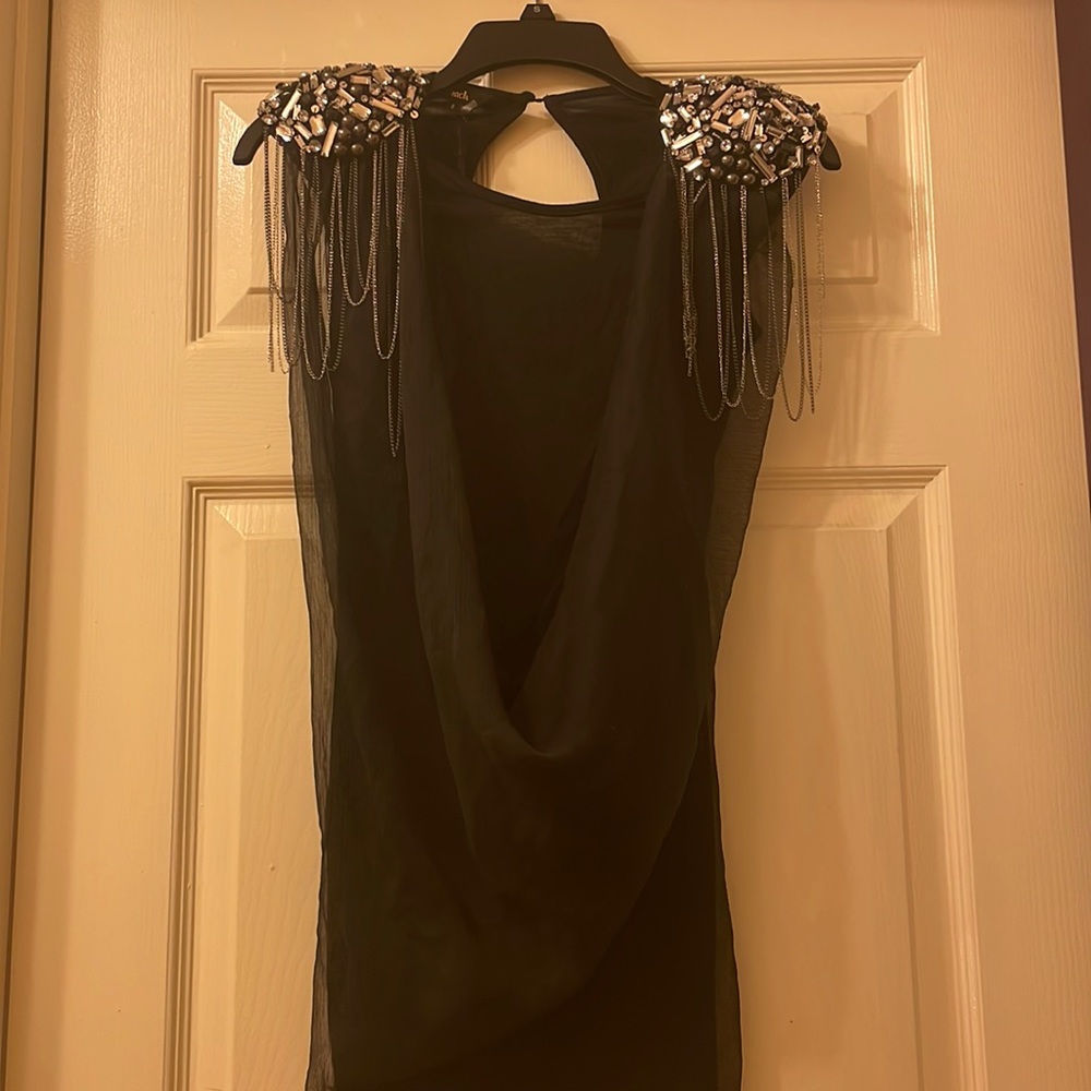 NWT Black collection rhinestone shoulder too Small